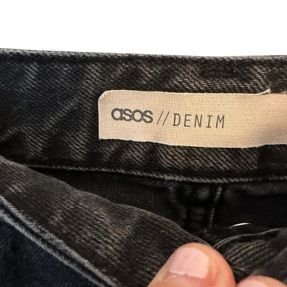 ASOS | Women's Black Button Fly Denim Mini Skirt Size 10 - Picture 4 of 7